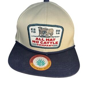 Sendero Provisions Co All Hat No Cattle Snapback Hat Tan Navy Blue Flat Brim